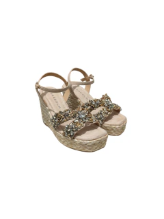 SANDALIA CON PIEDRAS TACO CHINO RAFIA (FRA1176-62)