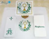 CONJUNTO DE ALFAIAS SANTÍSSIMO COM RAMOS DE TRIGO E UVA - VERDE - comprar online