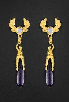 Aretes Corona Laureada Azul