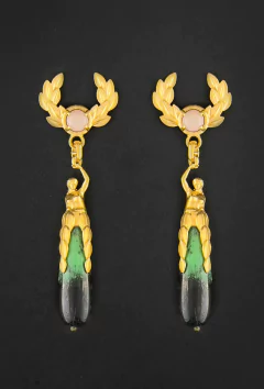 Aretes Corona Laureada Verde