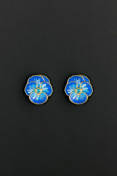 Aretes mini Violetas-azul - comprar online