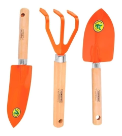 Kit Conjunto De Jardinagem Tramontina 3 Peças Cabo Madeira