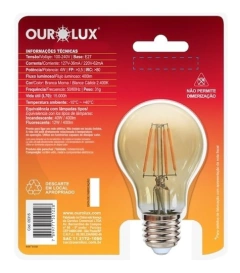 Lâmpada Para Pendente Vintage Bulbo 4w A60 Ourolux Premium - comprar online