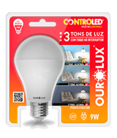 Lâmpada Controled 3 Tons 9w E27 Bivolt Branco Frio Ourolux