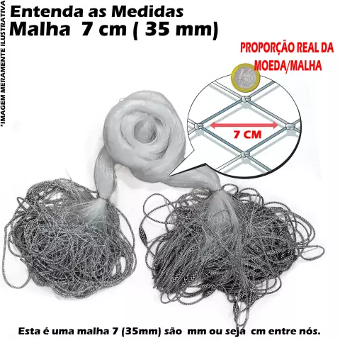 Rede Redinha Pronta Malha 7 cm (35mm) 20mts Fio 30 16 malhas