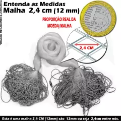Rede Redinha Pesca Pronta Lambari Malha 2,4 (12mm) 10 Metros 3,6m Altura