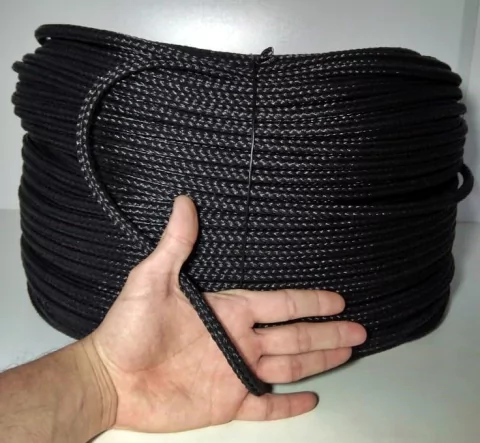 CABO TRANÇADO MONOFILAMENTO 14MM PRETA P/ PESCA ROLO COM 10KG