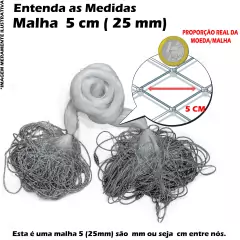 Rede Redinha Pesca Pronta Tilápia Malha 5cm (25mm) 5m 20X25X48X5M