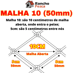 Redinha Pega Peixe Pronta 100M Malha 5 (5cm entre nós e 10cm aberta) Fio 0.30 Rede Pesca 2,4m Pescaria 30x50x24x100m na internet