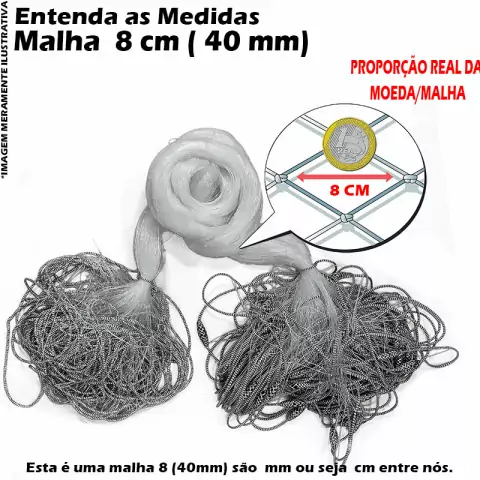 Rede Redinha Pronta Malha 8 cm (40mm) 65mts Fio 30 Promoção