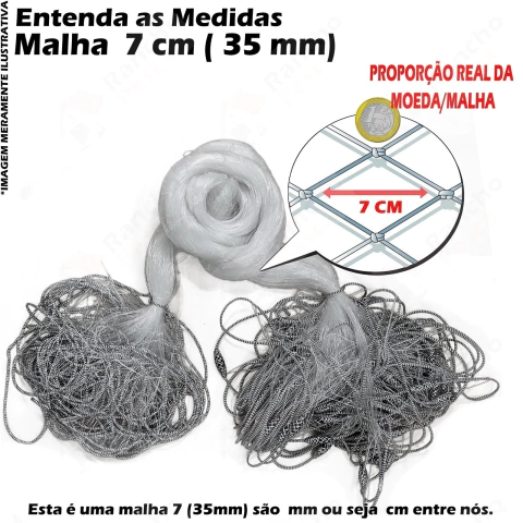 Rede 2,40mt Feiticeira 3 Panos 50mt Malha 70mm (14cm Aberta) REDINHA 35X70X24 FEITICEIRA 2,40MT