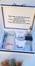 Convite dindos ou padrinhos batizado - Caixa personalizada+ 2 canecas espelhadas personalizadas + 2 sachês bordados com tercinho + aromatizador de ambientes 250ml