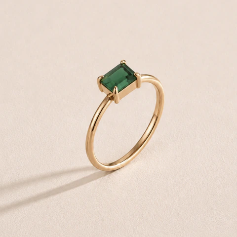 Anillo Portofino · Oro 18K con turmalina verde