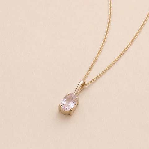 Colgante Ravello · Oro 18K con Morganita rosada natural