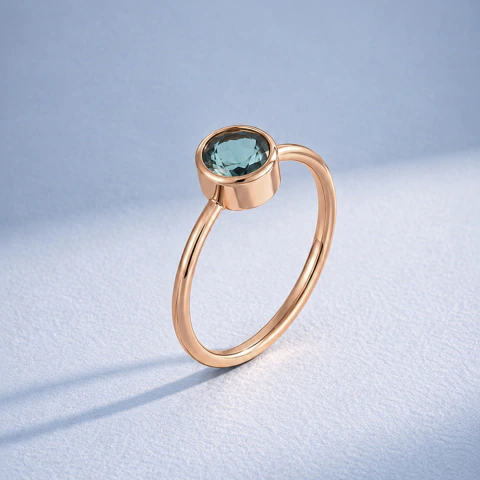 Anillo Milan · Oro 18K con turmalina aguamarina