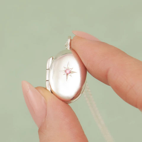 Relicario Estrella para personalizar • Circon Swarovski Rosado - comprar online