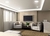 Interior de sala moderna com dois sofás, mesa de centro e plafons de LED embutidos no teto de gesso. Lustres Gênesis loja online de Lustres e Iluminação Decorativa