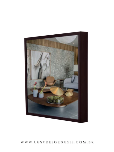 Espelho Moderno Basic Quadrado Reduna PD0471 em ambiente decorativo Lustres Gênesis Site online venda de Lustres e Iluminação