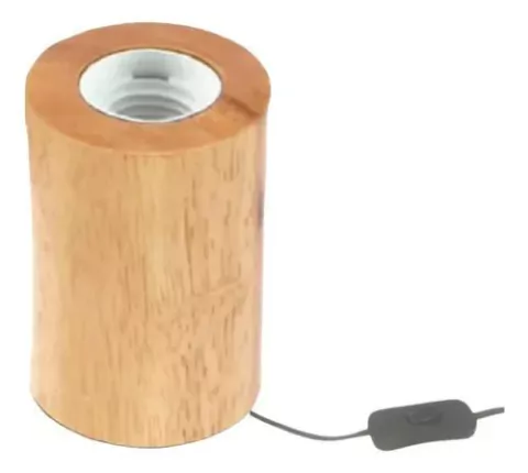 Luminária Abajur Clint de madeira com interruptor para mesa de escritório ou cabeceira de cama. Lustres Gênesis loja online de Lustres e Iluminação Decorativa