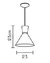 Desenho técnico da luminária de teto pendente moderno de alumínio branco com dourado, mostrando dimensões de 23 cm de altura e 23 cm de diâmetro. Lustres Gênesis loja online de Lustres e Iluminação Decorativa. 