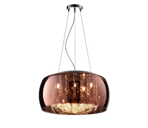 Lustre Pendente de Cristal Soho Cobre Ø60cm para Mesa de Jantar, Quartos, Salas, Escritório e Apartamento - Bella o PD001CR