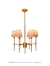 Lustre pendente dourado com seis cúpulas iluminadas, ideal para quartos, salas de estar e escritórios. Lustres Gênesis Site online venda de Lustres e Iluminação