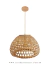 Luminária de teto pendente Java de fibra natural com detalhes em madeira, ideal para mesas, balcão de cozinha, área gourmet e sítios. Lustres Gênesis Site online venda de Lustres e Iluminação
