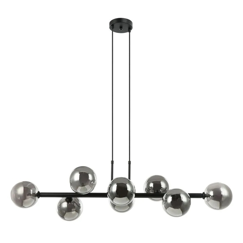 Lustre Pendente Moderno Abaporu/8 Preto com Fumê para Sala de Jantar e Ambientes Gourmet Lustres Gênesis Site online venda de Lustres e Iluminação decorativa