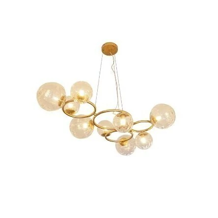 Lustre Pendente Moderno Oxala com design de esferas douradas para sala de jantar e ambientes gourmet. Lustres Gênesis Site online venda de Lustres e Iluminação decorativa