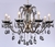 Lustre de Cristal Castellón Clássico Preto com 8 braços e pingentes de cristal. Lustres Gênesis Site online venda de Lustres e Iluminação Decorativa