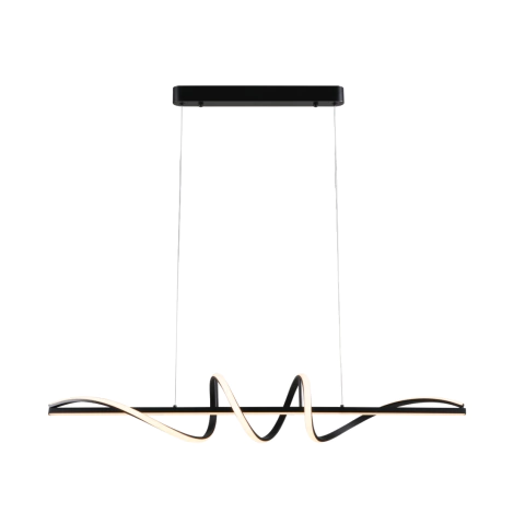 Lustre Pendente Moderno de LED Zeon Preto com design ondulado, ideal para sala de jantar, quartos e sala de estar. DCD03039  Lustres Gênesis - o melhore site da Internet para comprar Lustre