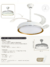 Ventilador de Teto Retrátil Branco com Detalhes Dourado 4 Hélices Pás Transparentes Aerodinâmicas Com Controle Remoto