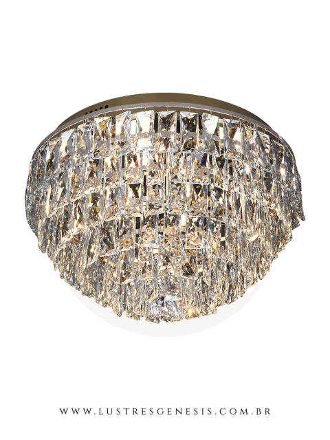 Lustre Plafon de Cristal Ø45cm Luor Dourado com LED 3000k Lustres Gênesis Site online venda de Lustres e Iluminação
