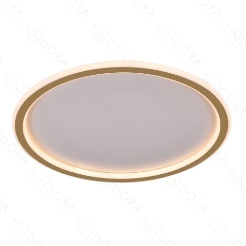 Luminária plafon moderna redonda dourada com LED integrado, ideal para quartos e salas. Lustres Genesis loja online de Lustres e Iluminação Decorativa