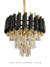 Lustre pendente de cristal Líbia com detalhe preto e corrente dourada, ideal para decoração contemporânea. Lustres Genesis a maior empresa de Lustres e luminarias do Brasil