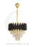 Luminária pendente de cristal dourada com design contemporâneo da Sindora, ideal para sala de jantar e quartos. Lustres Genesis a maior empresa de Lustres e luminarias do Brasil