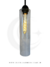 Tubo de vidro avulso para lustre Dunáh com acabamento fumê e transparente, exibindo uma lâmpada interna.  Lustres Gênesis Site online venda de Lustres e Iluminação