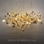 Lustre folhado a ouro com design de pétalas iluminadas, ideal para salas de jantar e estar. Lustres Gênesis Site online venda de Lustres e Iluminação