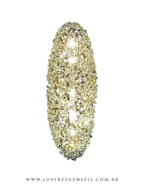 Arandela Dente de Leão 60x20cm em cristal, ideal para cabeceira de cama, lavabo e banheiro, com design moderno e elegante. Lustres Gênesis loja online de Lustres e Iluminação Decorativa