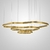 Lustre pendente moderno com três anéis dourados de tamanhos diferentes, ideal para decoração de quartos e salas de jantar. Lustres Gênesis Site online venda de Lustres e Iluminação