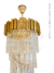 Lustre pendente de cristal com detalhes dourados, ideal para ambientes com pé direito duplo ou alto. Lustres Gênesis a Maior e melhor empresa para comprar Lustres do Brasil. Venda de lustres é na Lustres Gênesis