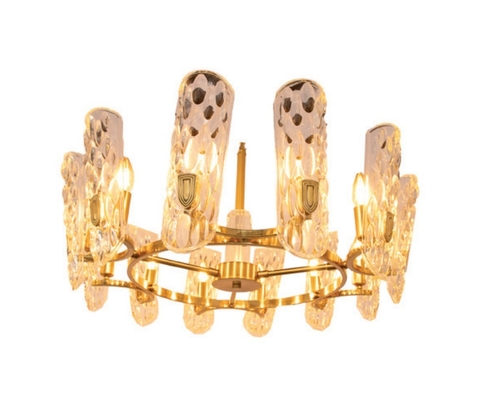 Lustre de cristal redondo com design sofisticado, ideal para sala de jantar. Lustres Gênesis loja online de Lustres e Iluminação Decorativa