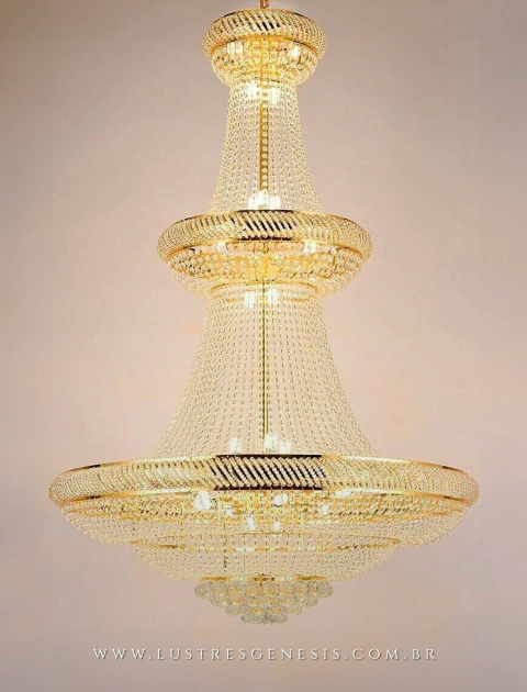 Lustre de Cristal Clássico Cantão com design elegante e sofisticado, ideal para sala de jantar e pé direito duplo. Lustres Gênesis Site online venda de Lustres e Iluminação decorativa