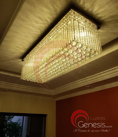 Lustre de Cristal Retangular para Sala de Jantar Lustres Gênesis loja online de Lustres e Iluminação Decorativa