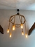 Lustre pendente rústico com 6 cordas de sisal e lâmpadas acesas, ideal para áreas gourmets e salas de jantar. Lustres Gênesis loja online de Lustres e Iluminação Decorativa