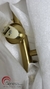 Lustre pendente dourado fosco com acabamento leitoso, modelo ZR034-BZ-W, embalado em plástico protetor. Lustres Gênesis loja online de Lustres e Iluminação Decorativa