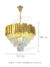 Pendente Contemporâneo de Cristal Royale Dourado Ø52cm para sala de jantar e estar, modelo Sindora DCD00458. Pendente Contemporâneo de Cristal Royale Dourado iluminando uma sala de jantar elegante. Lustres Gênesis loja online para comprar lustres e lumina