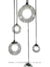 Lustre pendente Orbe com 12 globos transparentes, ideal para ambientes com pé direito duplo.