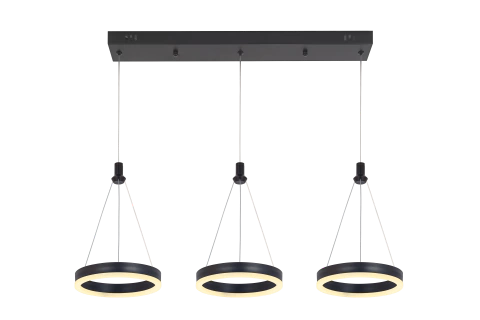 Lustre Pendente de LED Moderno Constelação com três luzes circulares para decoração de interiores. Lustres Gênesis Site online venda de Lustres e Iluminação Decorativa