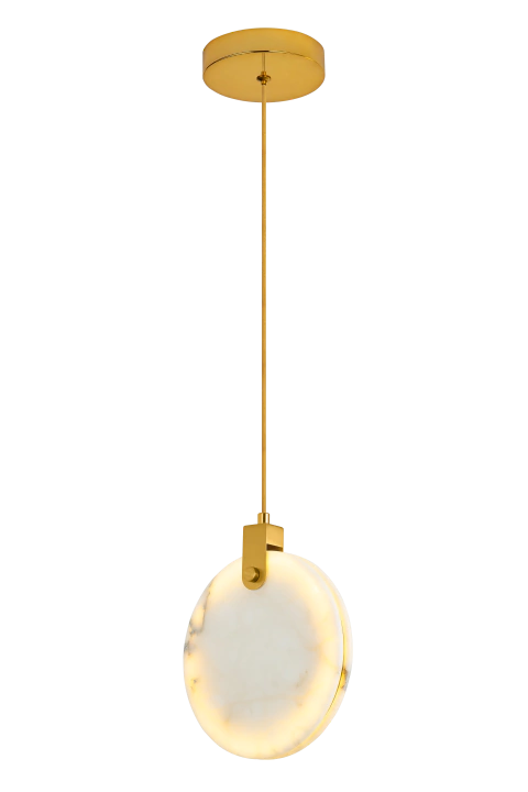 Pendente Moderno de LED SuperLua dourado em formato circular. Lustres Gênesis Site online venda de Lustres e Iluminação Decorativa